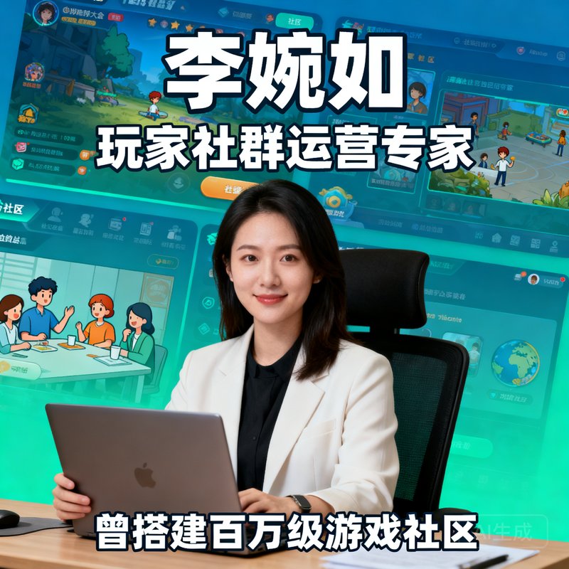 社区总监李婉如，玩家社群运营专家，曾搭建百万级游戏社区